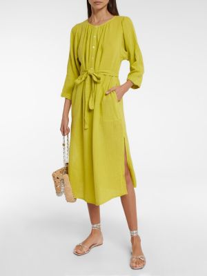 Robe mi-longue en velours en coton Velvet jaune
