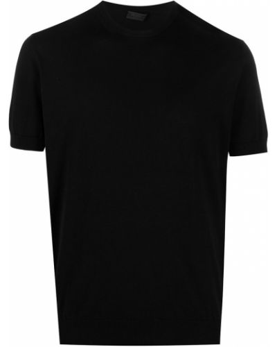 Camiseta de punto de cuello redondo Prada negro