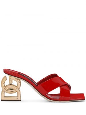 Papuci tip mules cu toc Dolce & Gabbana roșu