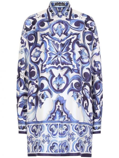 Chemise en soie à imprimé Dolce & Gabbana bleu