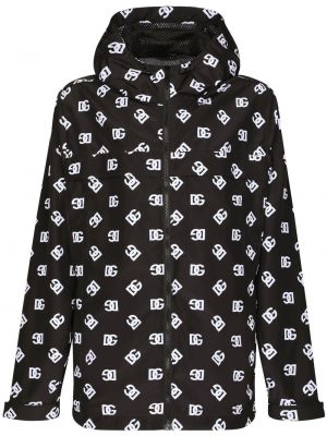 Kapučdžemperis ar rāvējslēdzēju ar apdruku Dolce & Gabbana melns