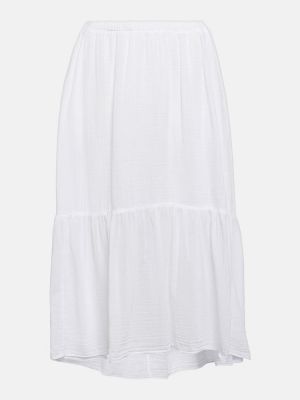Pamučna midi suknja od samta Velvet bijela