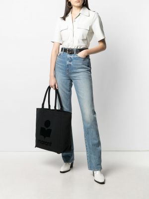 Shopper handtasche mit print Isabel Marant schwarz