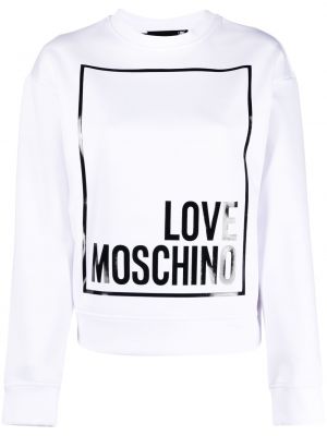 Пуловер с принт Love Moschino бяло