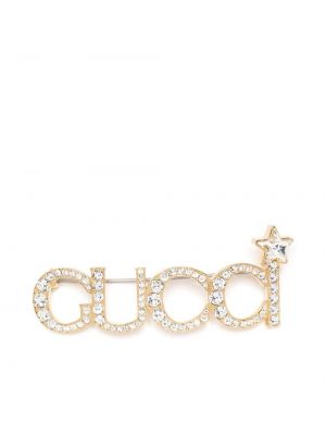 Broszka z kryształkami Gucci złota
