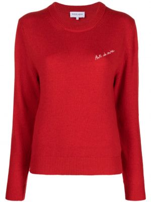 Haftowany sweter z okrągłym dekoltem Maison Labiche czerwony