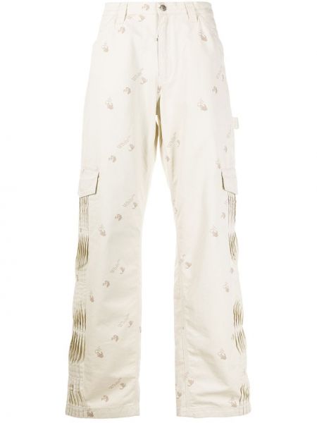 Plisirane kargo hlače s potiskom Off-white bela