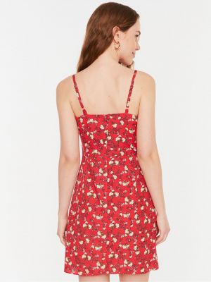 Květinové mini šaty Trendyol červené