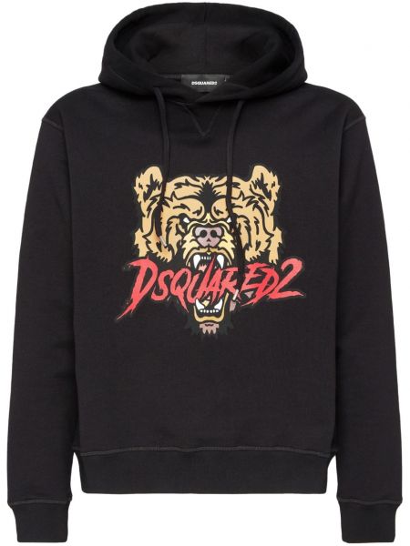 Pamučna dugi sweatshirt s printom Dsquared2 crna