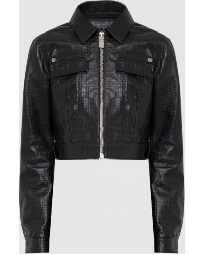 Шкіряна куртка з візерунком Givenchy, чорна