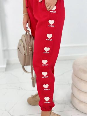 Bavlnené teplákové nohavice Kesi červená