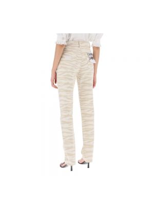 Skinny jeans mit zebra-muster Ganni beige
