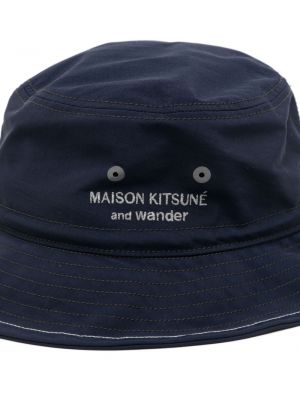 Haftowany kapelusz Maison Kitsune niebieski