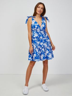 Obleka s cvetličnim vzorcem Orsay modra