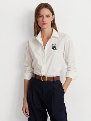 Priliehavá košeľa na gombíky s dlhými rukávmi Lauren Ralph Lauren biela
