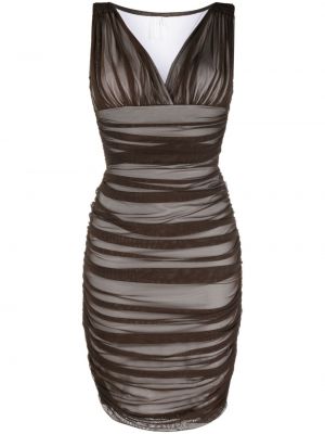 Коктейлна рокля без ръкави Norma Kamali кафяво