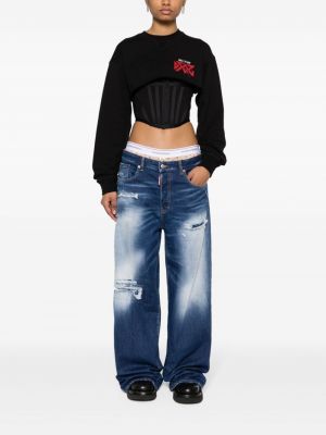 Jeans taille basse large Dsquared2 bleu