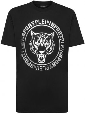 T-shirt en coton à imprimé Plein Sport noir