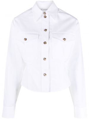 Βαμβακερό πουκάμισο Victoria Beckham λευκό