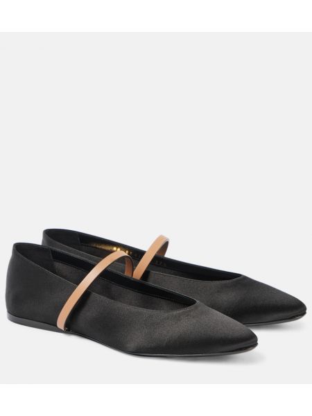 Ballerinas i satin Saint Laurent svart