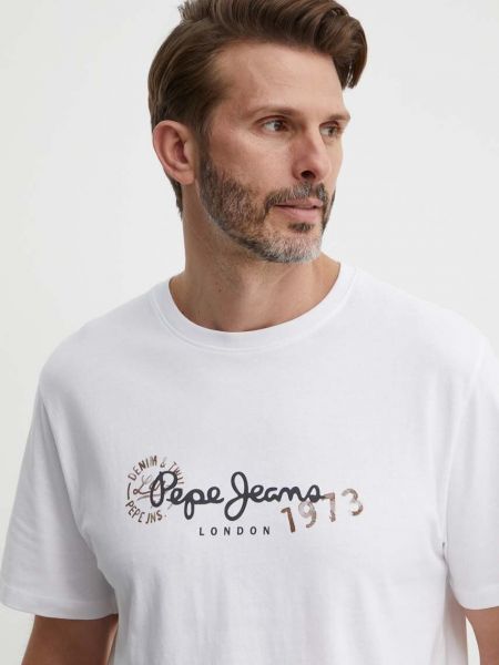 Koszulka z nadrukiem Pepe Jeans biała
