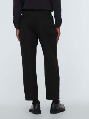 Bavlněné lněné rovné kalhoty Dries Van Noten černé
