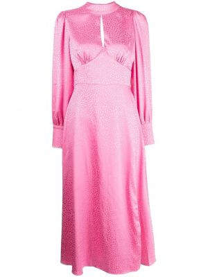 Midi šaty s potiskem s dlouhými rukávy Olivia Rubin - růžová
