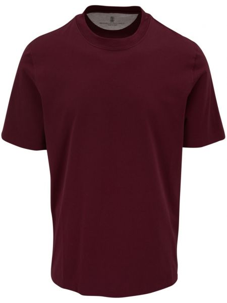 Βαμβακερή μπλούζα με στρογγυλή λαιμόκοψη Brunello Cucinelli κόκκινο