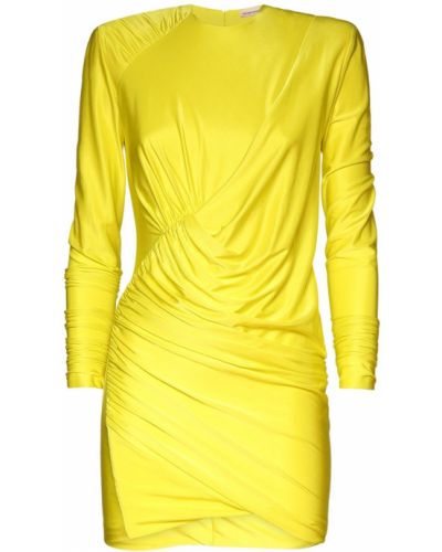От вискоза мини рокля от джърси Alexandre Vauthier жълто