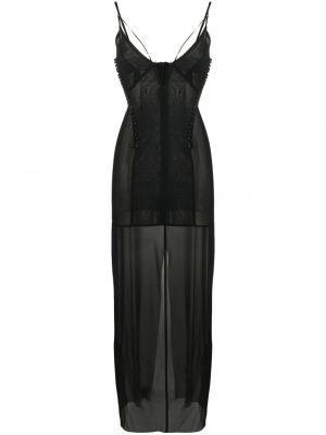 Копринена вечерна рокля с v-образно деколте Knwls черно