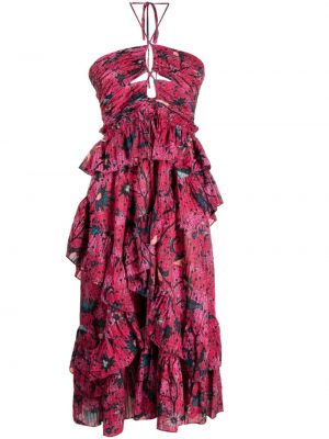 Květinové šaty s potiskem Ulla Johnson růžové