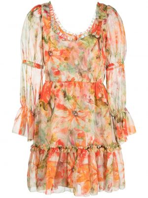 Trykt floral dress Marchesa Notte oransje