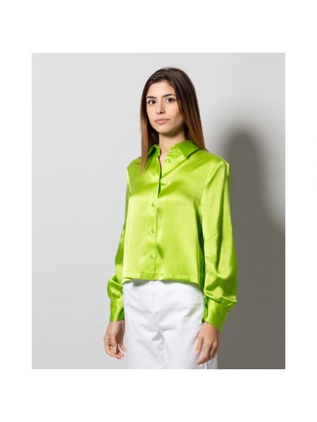 Camisa de seda a rayas Semicouture verde