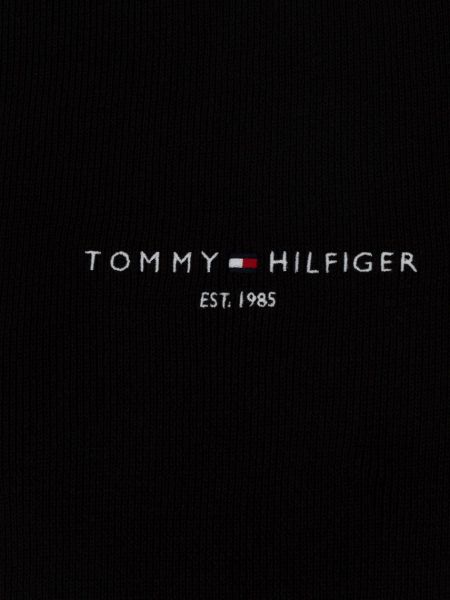 Черный однотонный хлопковый шарф Tommy Hilfiger