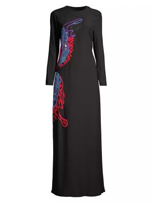 Платье макси с вышивкой бабочками Stella Jean черный