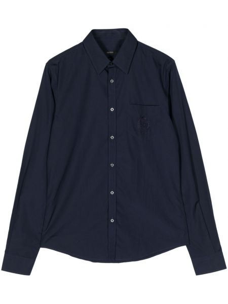 Βαμβακερό πουκάμισο με κέντημα Gucci μπλε