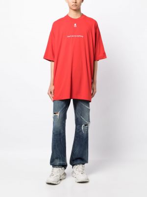 Bavlněné tričko s potiskem Vetements červené