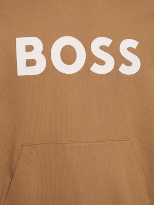 Βαμβακερός φούτερ με κουκούλα Boss μαύρο