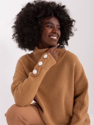 Brīva piegriezuma džemperis ar augstu apkakli Fashionhunters brūns