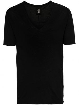 Caurspīdīgs t-krekls ar v veida izgriezumu Thom Krom melns