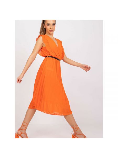 Midi šaty Fashionhunters oranžové