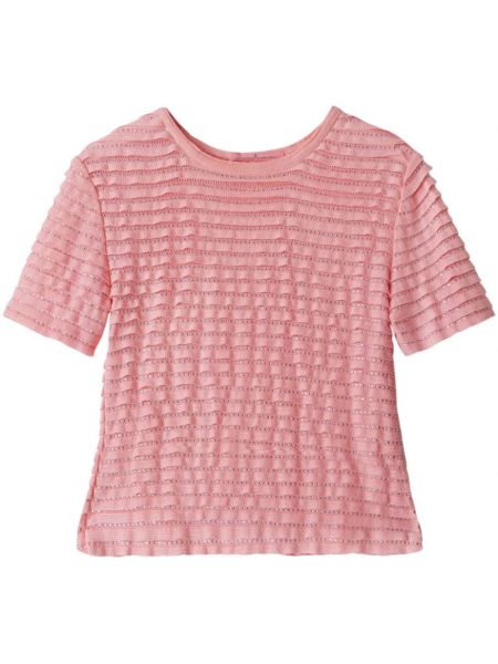Βαμβακερή μπλούζα με καρφιά Ermanno Scervino ροζ