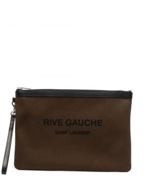 Bolso clutch con estampado Saint Laurent marrón