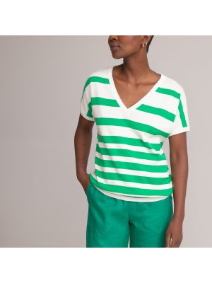 Cárdigan a rayas de punto de tela jersey Anne Weyburn verde