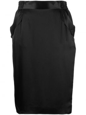 Hedvábné saténové pouzdrová sukně Saint Laurent černé