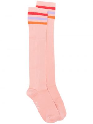 Ριγέ ψηλές κάλτσες Marni ροζ