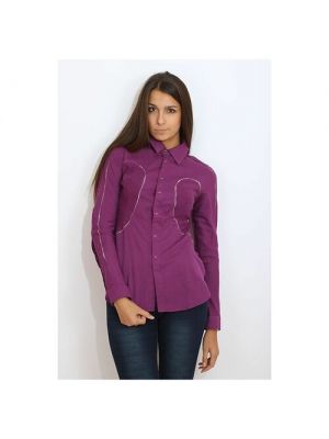 Блуза MONDIGO, прилегающий силуэт, короткий рукав, 42 фиолетовый
