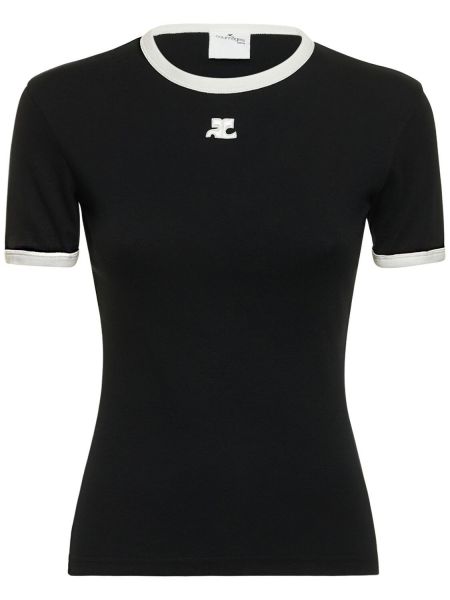 Kokvilnas t-krekls Courreges melns