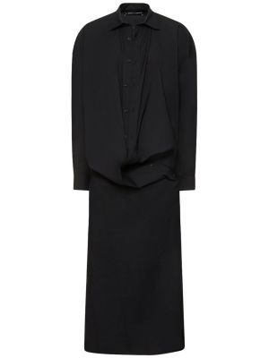 Oversize памучна миди рокля Y Project черно