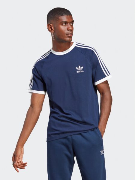 T-shirt slim à rayures Adidas bleu